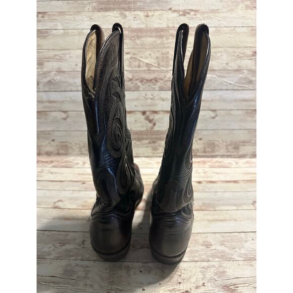 Tony Lama Cowboy Boots Men\'s Size 8 D Black Leather El Paso USA Western